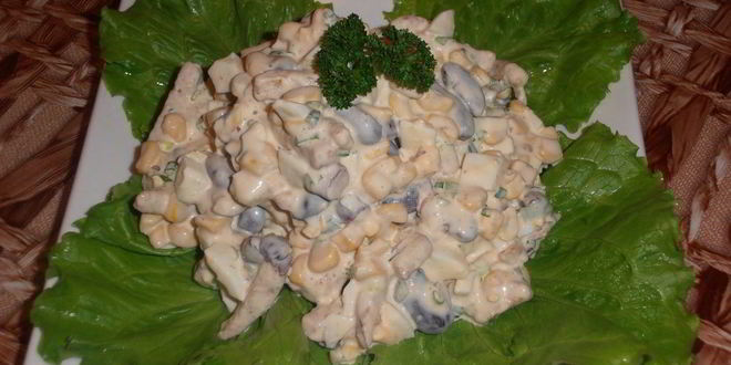 Рецепт салата из фасоли и яиц