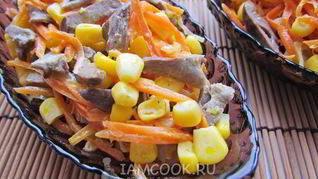 Рецепт Салата из куриных сердечек