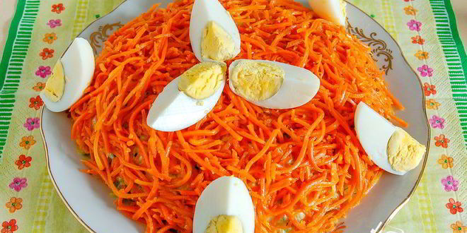 Рецепт салата иза ветчин с корейского морковью