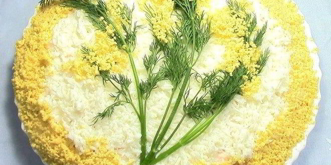 Рецепт мимозы с плавленым сыром