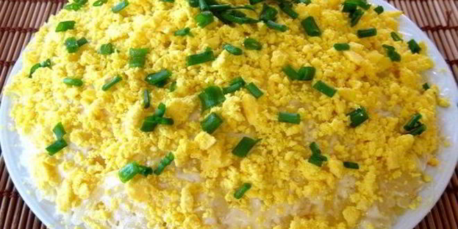 Рецепт рыбного салата мимоза