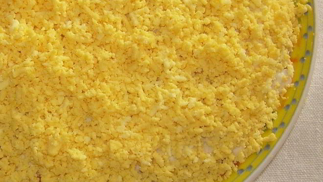 Рецепт Салата Мимоза с картофелем и сайрой