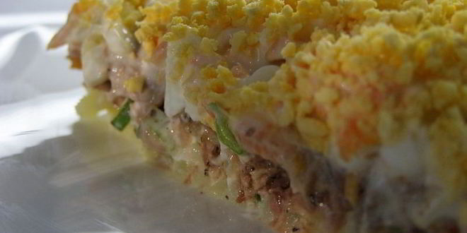 Рецепт салата мимоза с сайрой