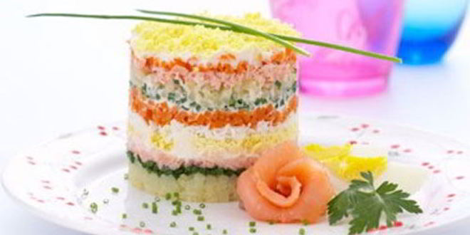 Рецепт салата мимоза с семгой