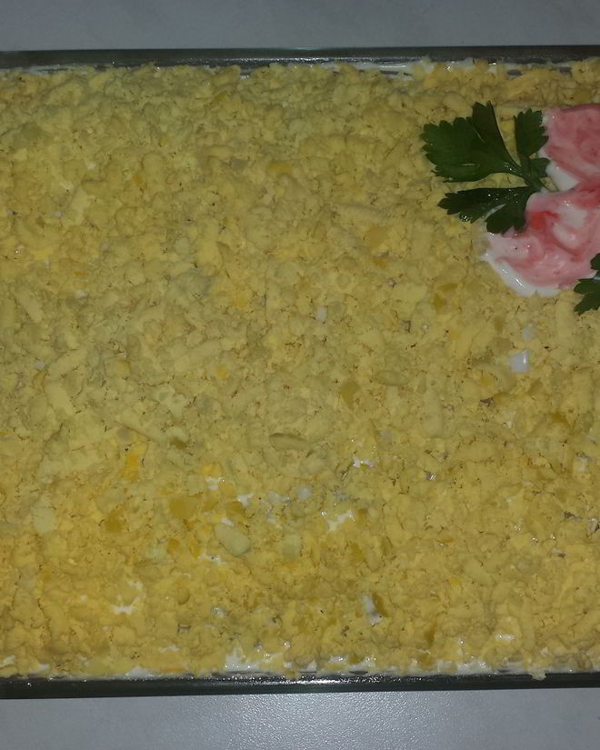 Рецепт салата мимоза с тунцом, рисом и картофелем