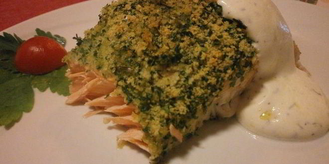 Рецепт Филе семги под ароматной шубкой