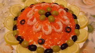 Рецепт Праздничного салата Креветки под шубой