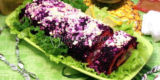 Рецепт салата-рулета селедка под шубой