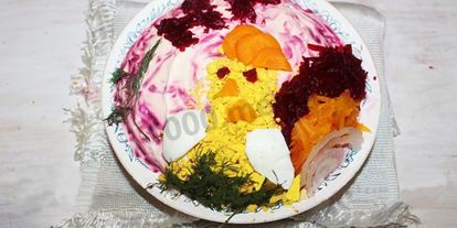 Шаг 14: сельди под шубой петух