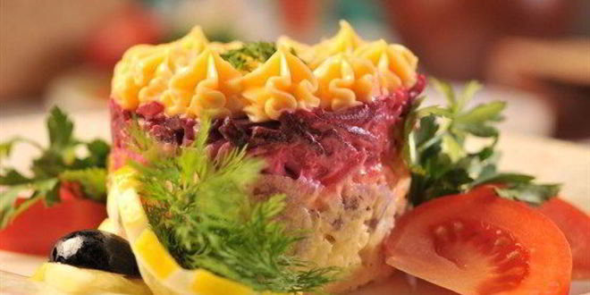 Рецепт Сельди под шубой с яблоком и лимонным соком