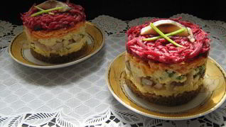 Рецепт Селедочки под шубой на бородинском хлебушке