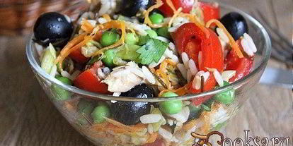 Шаг 9: теплого салата из риса актавика mix и копченой рыбы