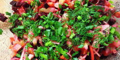 Шаг 5: винегрета из запеченных овощей с копченой курицей