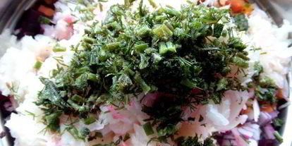 Шаг 7: винегрета с фасолью и жареным луком