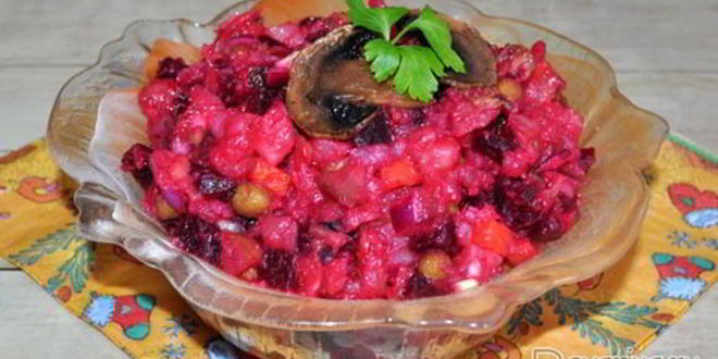 Рецепт винегрета с грибами