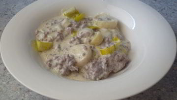 Рецепт Соуса из рубленого мяса, белого вина и сливочного сыра