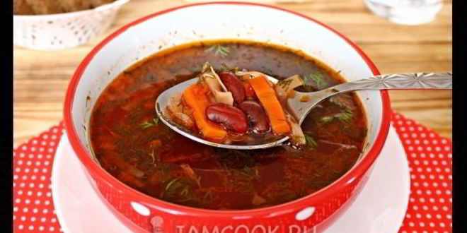 Рецепт борща без картошки с фасолью