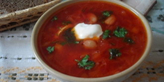Рецепт борща с фасолью и яблоками
