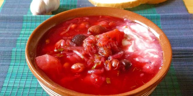 Рецепт борща с фасолью постный