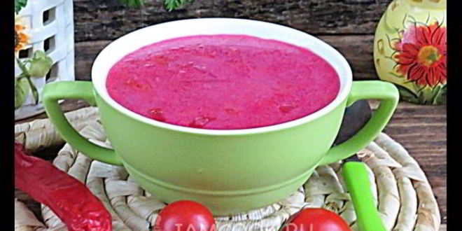 Рецепт красного борща с фасолью и копченостями