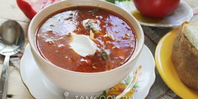 Рецепт постного борща с фасолью и килькой