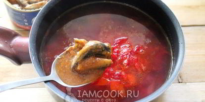 Шаг 11: постного борща с фасолью и килькой