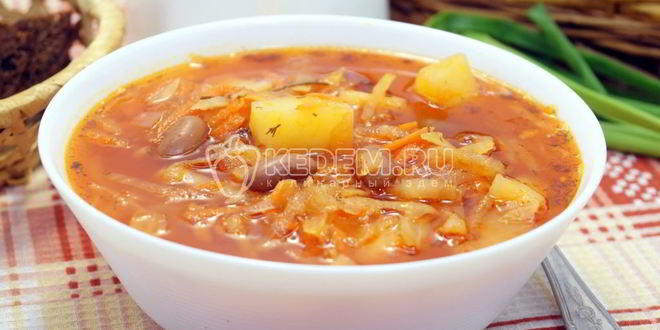 Рецепт постного борща с фасолью