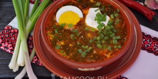 Рецепт Зеленого борща со щавелем и яйцом