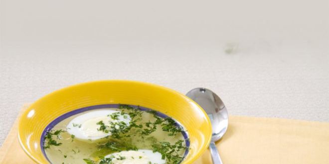 Рецепт мясного бульона с яйцом и зеленью