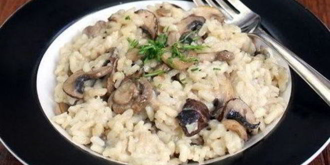 Рецепт ризотто на курином бульоне с грибами