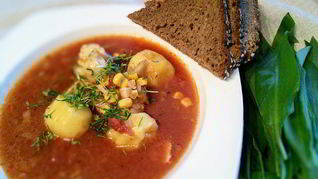 Рецепт Томатного рыбного супа на курином бульоне