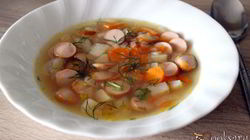 Рецепт Быстрого супа с сосисками и гречневыми хлопьями