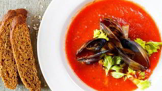 Рецепт Гаспачо с мидиями