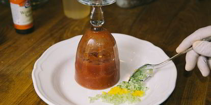 Шаг 9: гаспачо с сорбетом из томатов