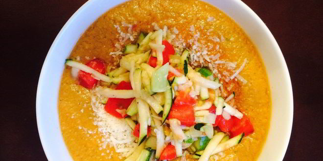 Рецепт гаспачо с заправкой из цукини