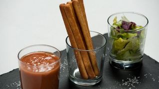 Рецепт Гаспачо с зеленым салатом