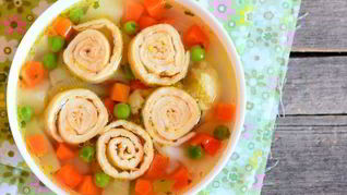 Рецепт Диетического горохового супа с чесночными рулетами