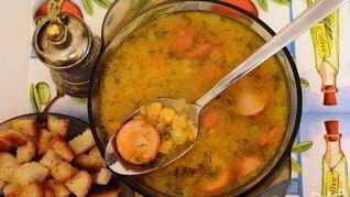 Рецепт Горохового супа с сардельками