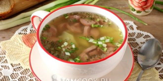 Рецепт горохового супа с сосисками