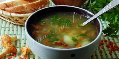 Шаг 11: грибного супа из лисичек и чечевицы