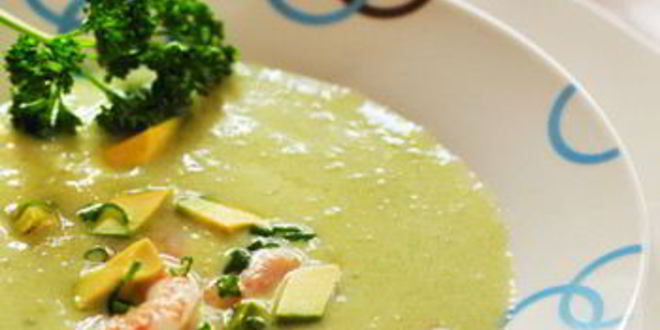 Рецепт холодного супа из авокадо с креветками