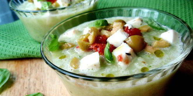 Рецепт огуречно-кабачкового холодный суп с моцареллой