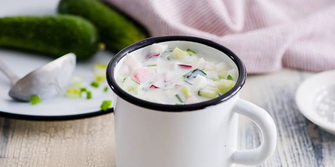 Рецепт легкой окрошки с редиской, на кефире