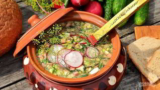 Рецепт Окрошки классической с колбасой на квасе