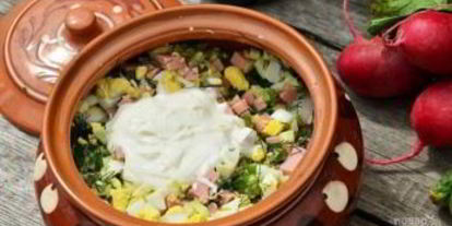 Шаг 4: окрошки классической с колбасой на квасе