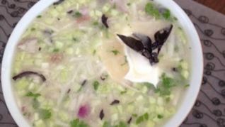 Рецепт Окрошки на белом квасе с редькой и горчицей