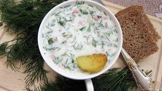 Рецепт Окрошки на кефире и минеральной воде