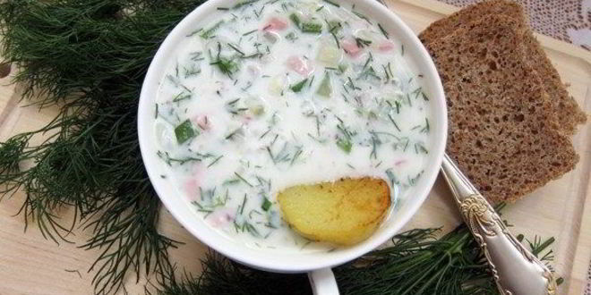 Рецепт окрошки на кефире и минеральной воде