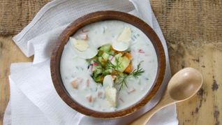 Рецепт Окрошки на кефире с редисом и морковью