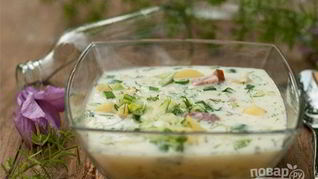 Рецепт Окрошки на минералке и сметане